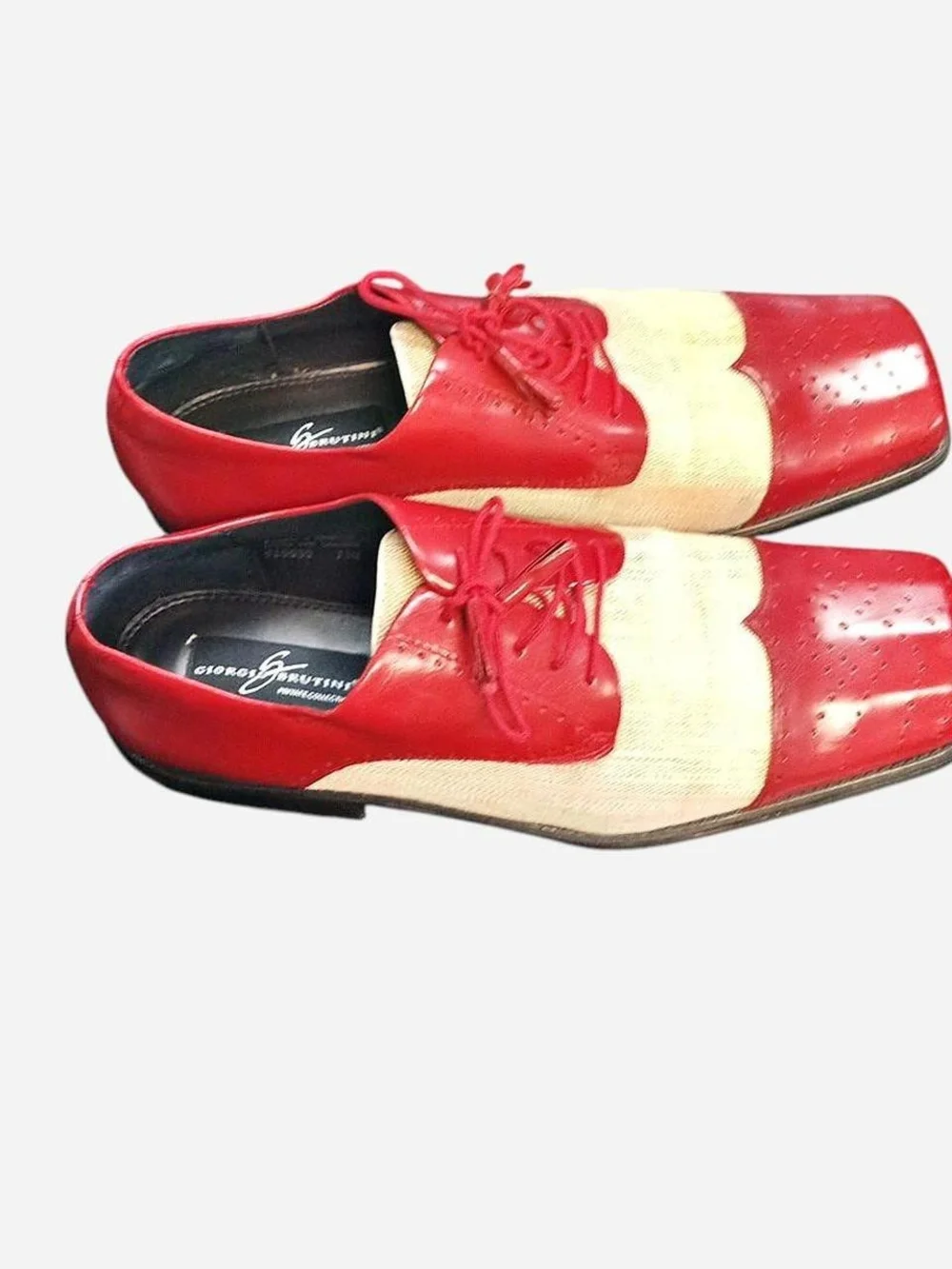 Giorgio Brutini Red and Cream Two-Tone Leather & Fabric‎ Oxfords